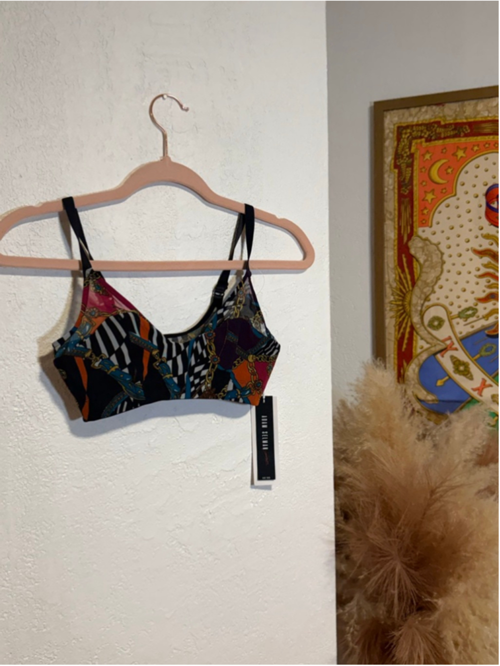 NWT, Adam Selman,Sport Printed Garter Strap Sports Bra, small